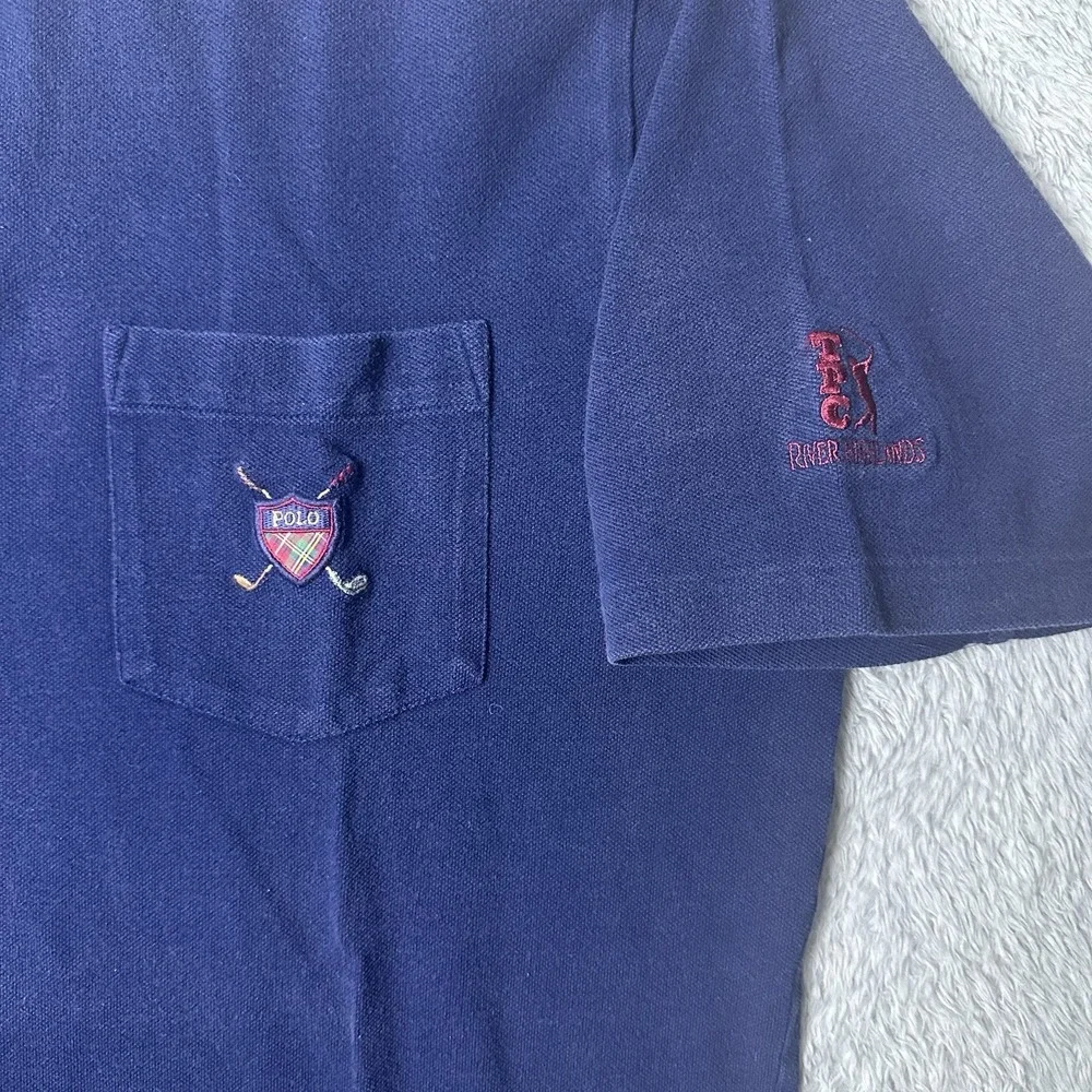 Polo Golf Ralph Lauren Shirt Mens L Navy TPC River Highlands‎ Embroidered Polo